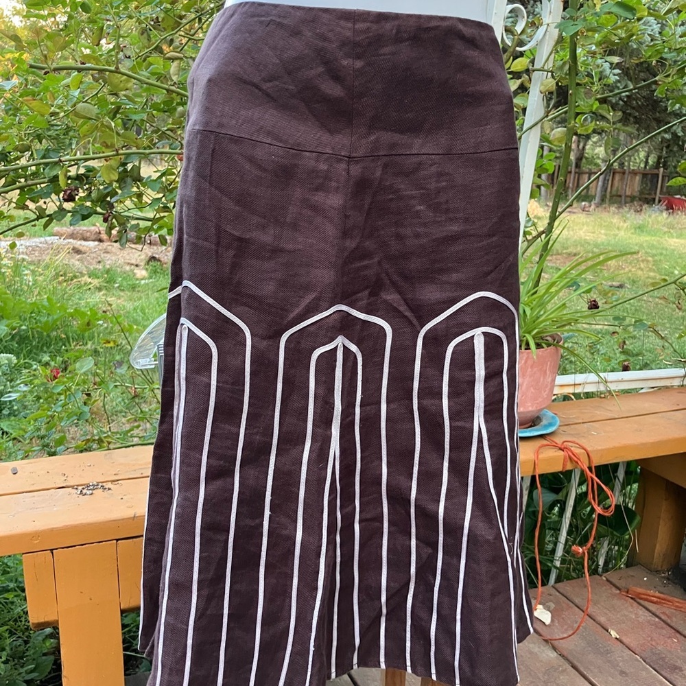 100% linen skirt with ribbon top stitch design by Worthington size 12 - Picture 1 of 6
